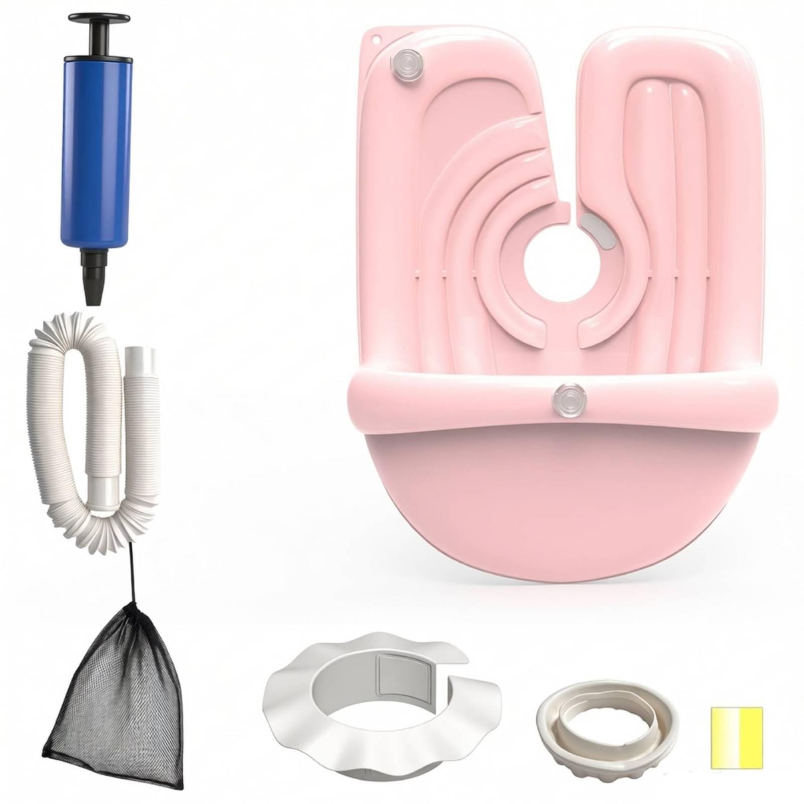 Lavacabezas Portátil Inflable Ergonómico Lavacabezas Inflable con Reposacabezas Ajustable Lavabo con Tubo Drenaje para Individuos Mayores, Estilo B