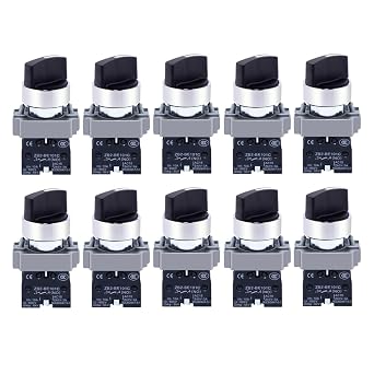 10Pcs 22mm 2 Position Rotary Selector Switch, 600V 10A