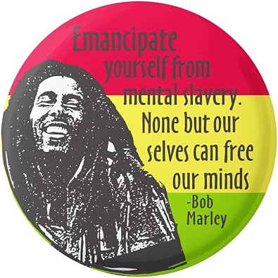 Peace Resource Project Red Bob Marley Button Pinback for Backpacks, Jackets, Hats 1.75 Inches