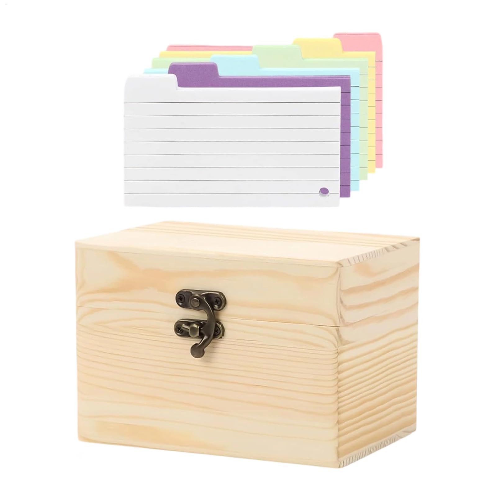– Index Card Storage | Wooden Flash Cards Storage Box - File Organizer Notecards Dividers Case for Notes Flashcard Postcard Recipe Paper Envelope Home Office School College
