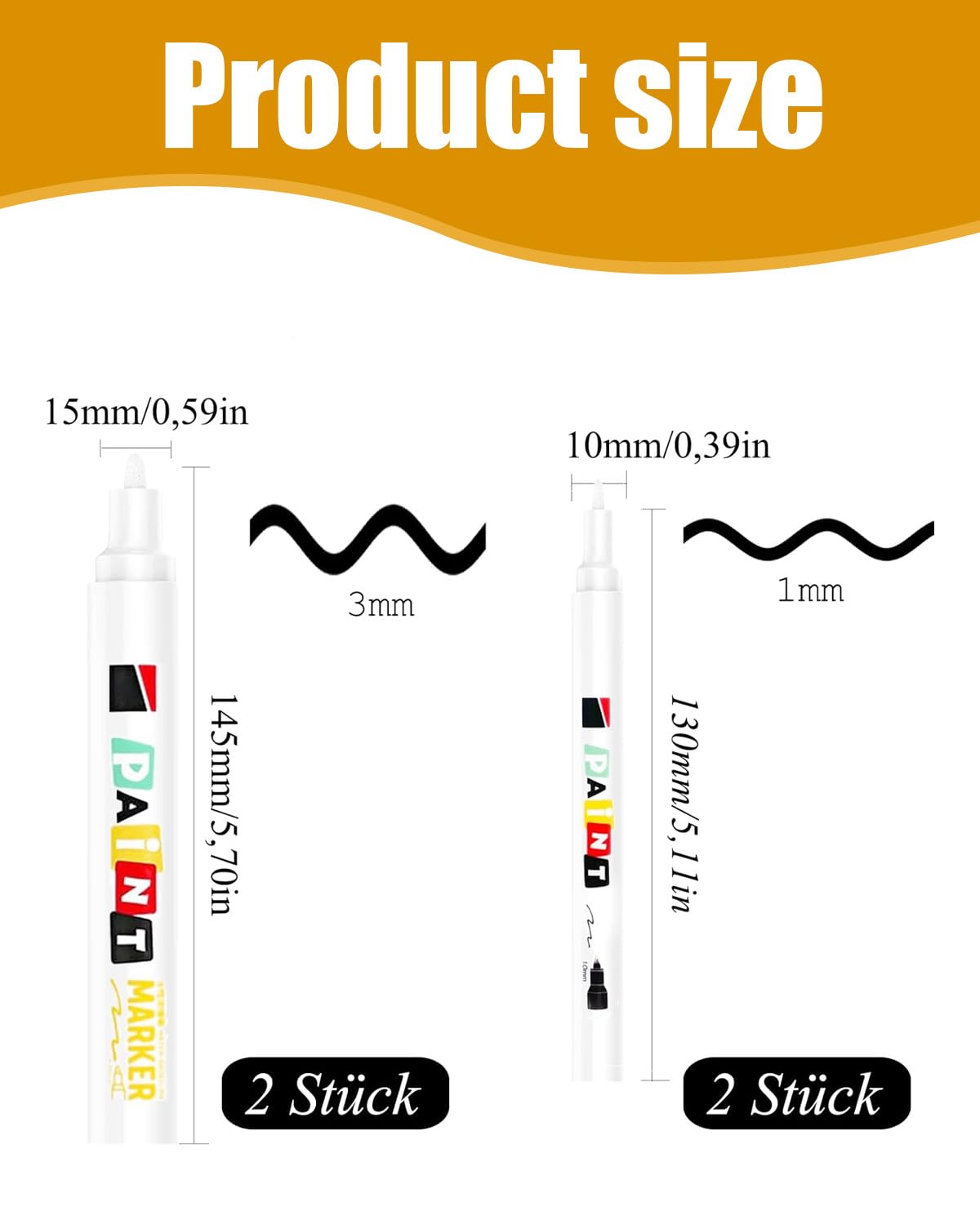 Confezione da 4 pennarelli per pneumatici, pennarello bianco, impermeabile da 1 mm e 3 mm, pennarello bianco per pneumatici bianco, impermeabile, grande capacità per pneumatici di auto