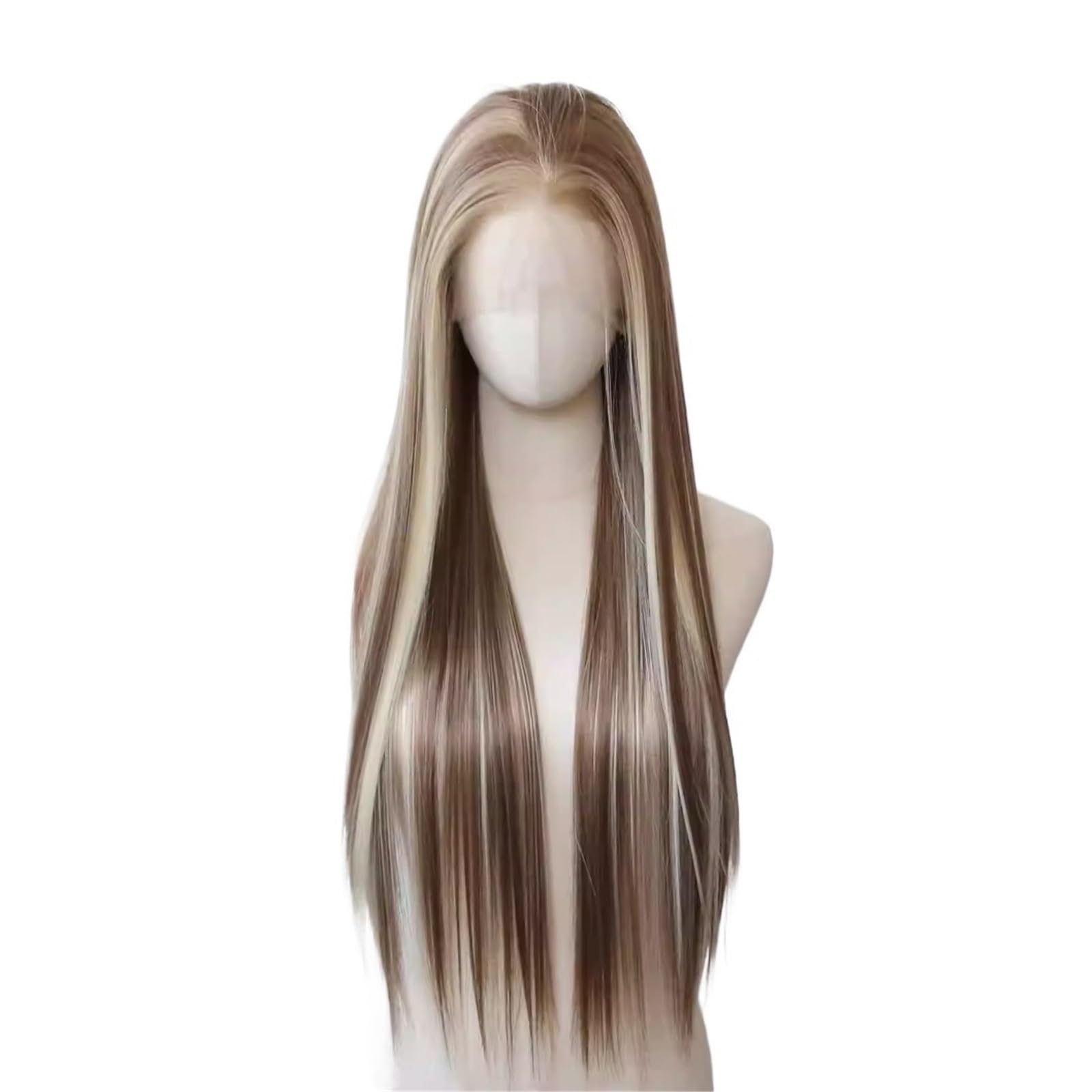 Lizhuzhuzs28 Wigs Platinum Highlight Wig 13x4 Lace Front Wigs Synthetic High Temperature Fibers Soft Glueless Hair Extensions(16inches)
