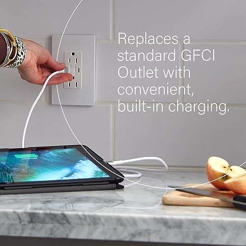 Miniatura 4 de Legrand - Pass & Seymour Radiant GFCI Outlet con puertos USB y toma de pared (1 unidad)