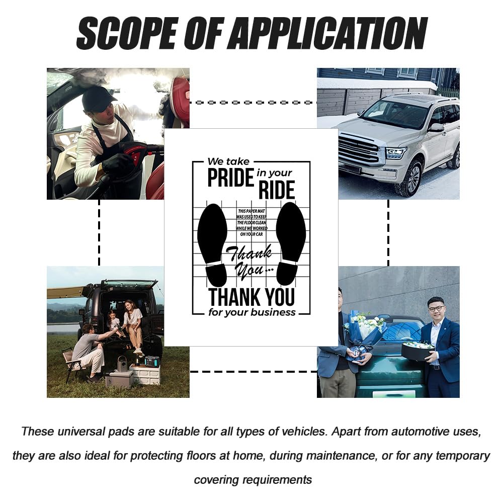 50PCS White Car Paper Floor Mats Floor Mats for Cars Disposable Temporary Automotive Foot Pad Auto Accessories Waterproof — view 6