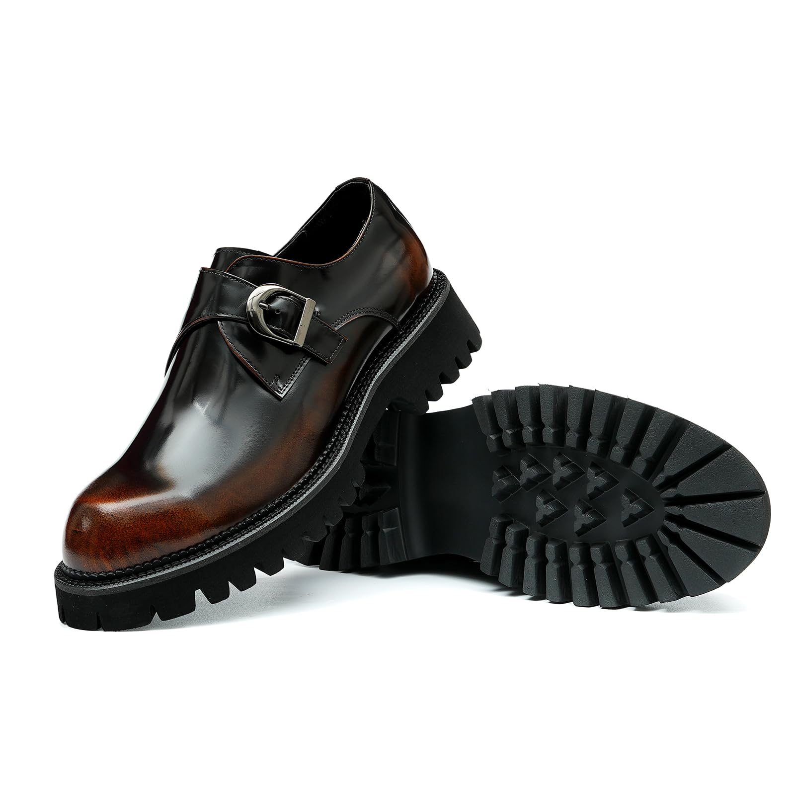 Scarpe in Pelle con Fibbia Business Casual da Uomo Scarpe da Vestito Formali Suola Spessa