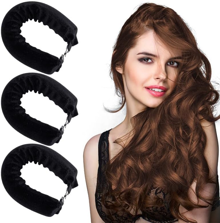3PCS Sleep In Heatless Hair Curlers for Long Hair, Overnight Curling Rod for All Hair Types, DIY Styling Tools, Soft Velvet Thick Flexi Rods With Ho