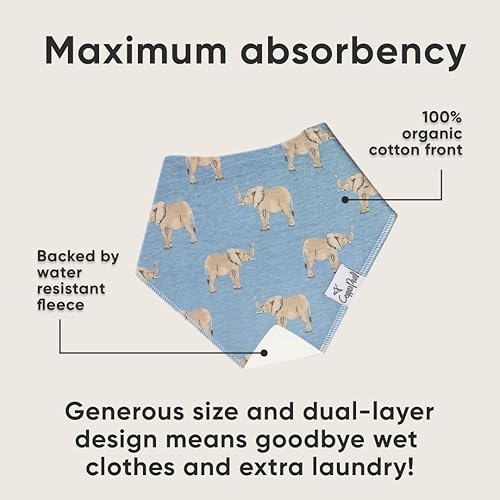 Miniatura 2 de Copper Pearl Paquete de 4 baberos de algodón suave para babeo y dentición, baberos absorbentes para bebés niñas y niños, ajustables para adaptarse a