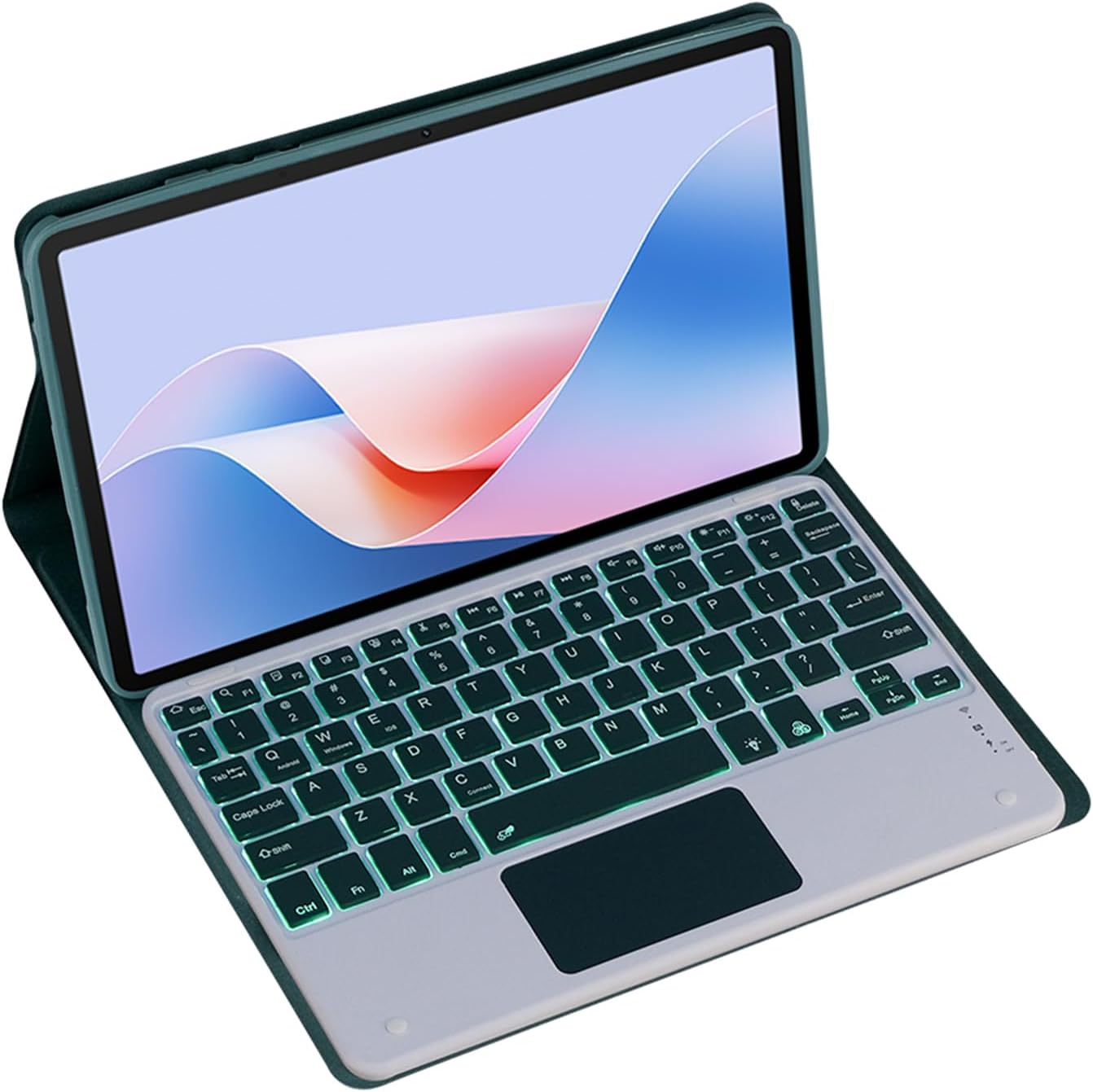 Magnetic Detachable Wireless Keyboard & Mouse Combo with Leather Cover for Honor Pad MagicPad 2 12.3-inch Tablet – Full Wrapped Protection Keyboard Case (Green,Backlight Touch Pad)