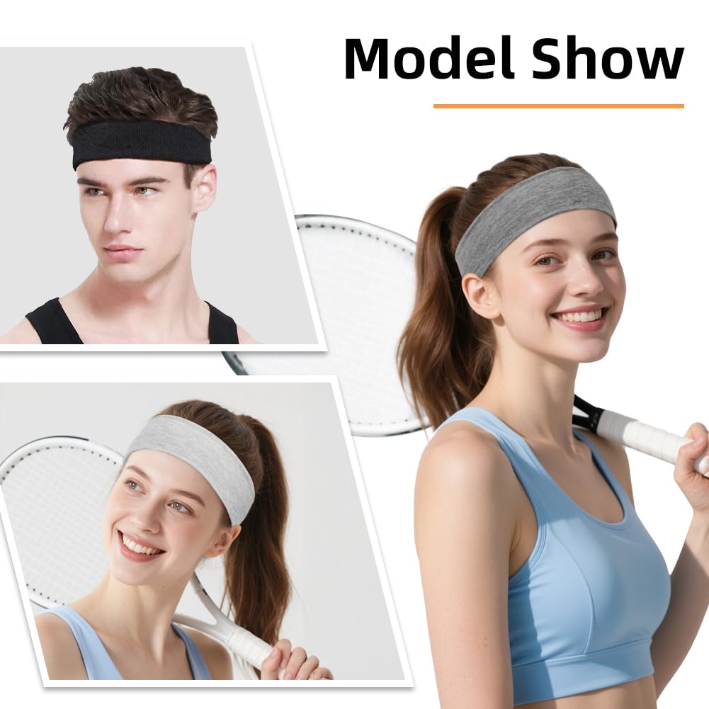 Flintronic 8 Pezzi Fasce sportive, Fasce Elastiche Morbide e Alla Moda per Capelli Donna e Uomo, Antisudore Antiscivolo per Sport, Yoga, Corsa, Multicolore