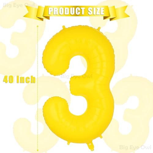 Vista 53 de Globos grandes de aluminio amarillo número 5 de 40 pulgadas, helio, globo grande de Mylar para decoración de fiesta de cumpleaños de miel, abeja