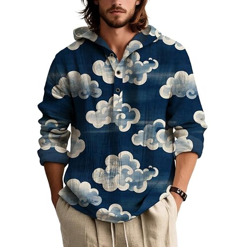 ZOCANIA Vintage Tshirt Breathable Button Down Shirt Long Sleeve Shirts