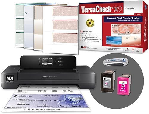 VersaCheck HP Officejet 200 MXE Impresora MICR inalámbrica portátil X9 Platinum Paquete de software de impresión de 5 usuarios
