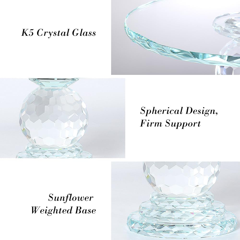 Uten Crystal Glass Cake Stand, 11'' Cake Display Stand, Crystal Glass Fruit Plate, Clear Cake Stand, Display Desserts Holder for Wedding Cakes Serving Platters - Image 3