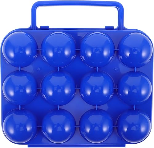 Porta huevos portátil, azul, plástico, caja de almacenamiento de huevos de 6 rejillas con asa, diseño plegable, 150