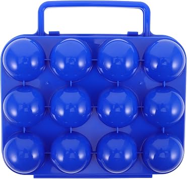 Portable Egg Carrier, Blue, Plastic, 6 Grid Egg Storage Box with Handle, Foldable Design, 150