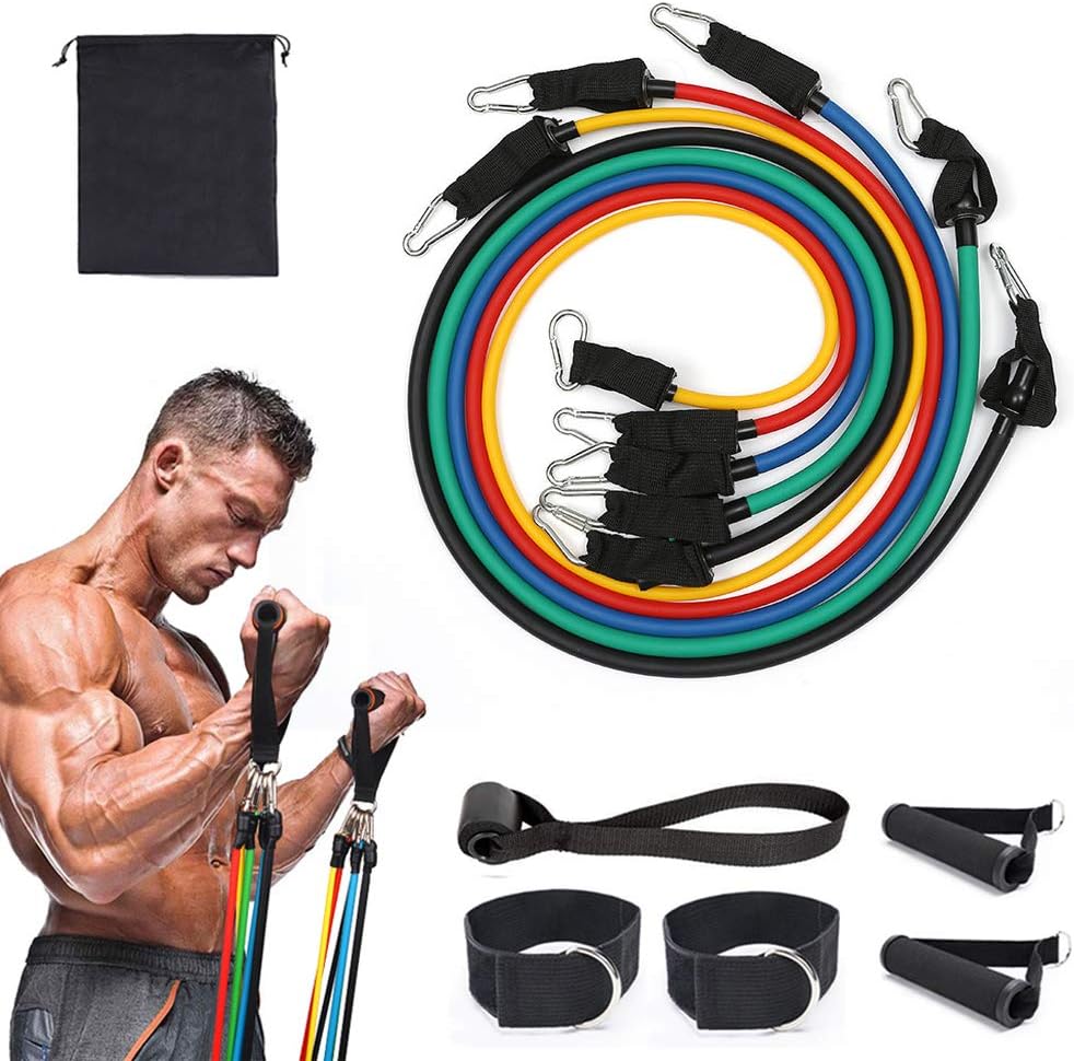 BEFANS New Resistance Bands 11 Pcs Set Workout Exercise Cross Fit Fitness Tubes for Resistance Training, Physical Therapy,Yoga Pilates Abs Exercise, Stretch Fitness, Home Gym, Men and Women