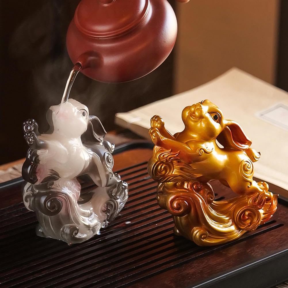 veasfak Statue de Lapin Sculpture Animal Statue de Lapin pour Chambre Cadeaux de Bureau Rouge