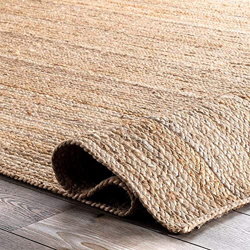 Image of Jute Braided Natural Rug Hand Woven & Reversible for Living Room Kitchen Entryway Rug, Jute Burlap Braided Rug, Farmhouse Rag Rug, Rustic Rug (2x6 feet Rug /Carpet), multe