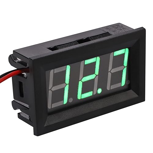 Miniatura 2 de DROK Medidor digital de voltímetro de 0.56 pulgadas DC 3-30V Medidor de voltaje verde brillante pantalla LED de dos cables medidor de voltios para