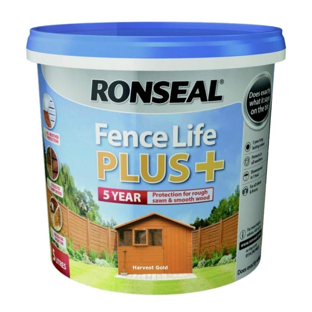 Buy Ronseal RSLFLPPHG5L 5 Litre Fence Life Plus Paint Harvest Gold