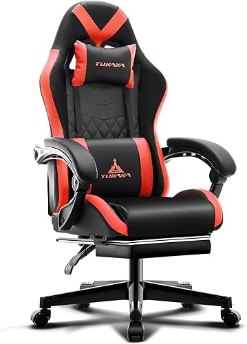 Vista 7 de Silla de juegos, silla ergonómica de escritorio de oficina para computadora de masaje con reposapiés, cojín de resorte de bolsillo, silla reclinable