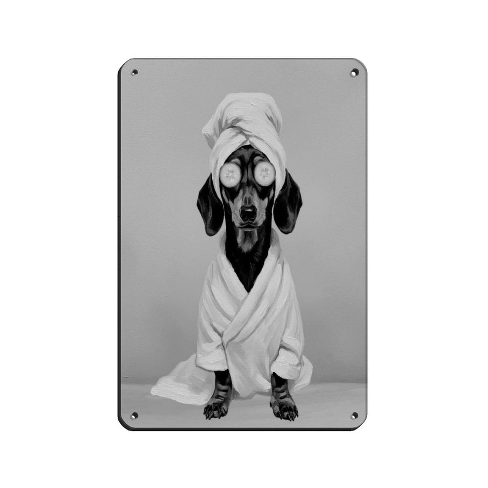 Bathroom Spa Art, Dachshund Dog Retro Poster Metal Tin Sign Chic Art Retro Iron Painting Bar People Cave Cafe Family Garage Poster Wall Decoration 8x12inch(20x30cm)