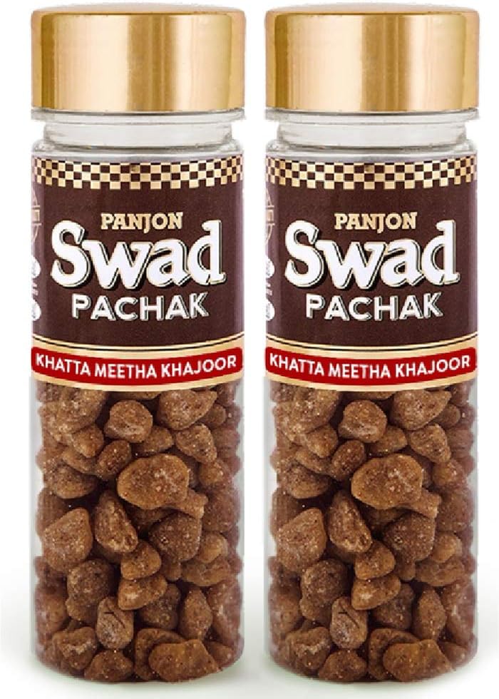 Panjon Swad Khatta Meetha Khajoor Mukhwas (Pack Of 2 X 130 Grams) | Digestive Mouth Freshener | Hygienically Packed Traditional Pachak | Tasty Mouthfresheners |