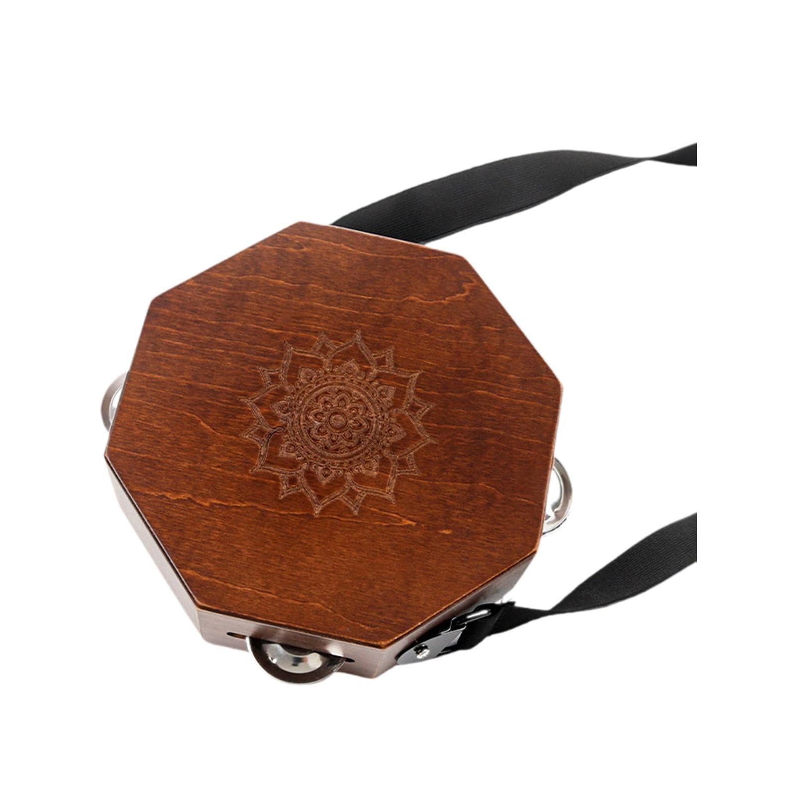 Cajón Portátil de Madera Instrumento de Percusión Caja Pequeña con Cinturón Y Platinelas Adecuado para Músicos Aprendizaje Viajes Presentac, Octágono Marrón