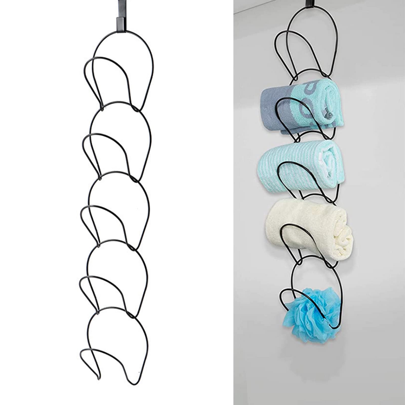 Ganci Appendiabiti Da Porta - 5 Anelli In Metallo, Nero, Per Cappelli, Sciarpe, Borse, Fino A 3kg - Foto 11