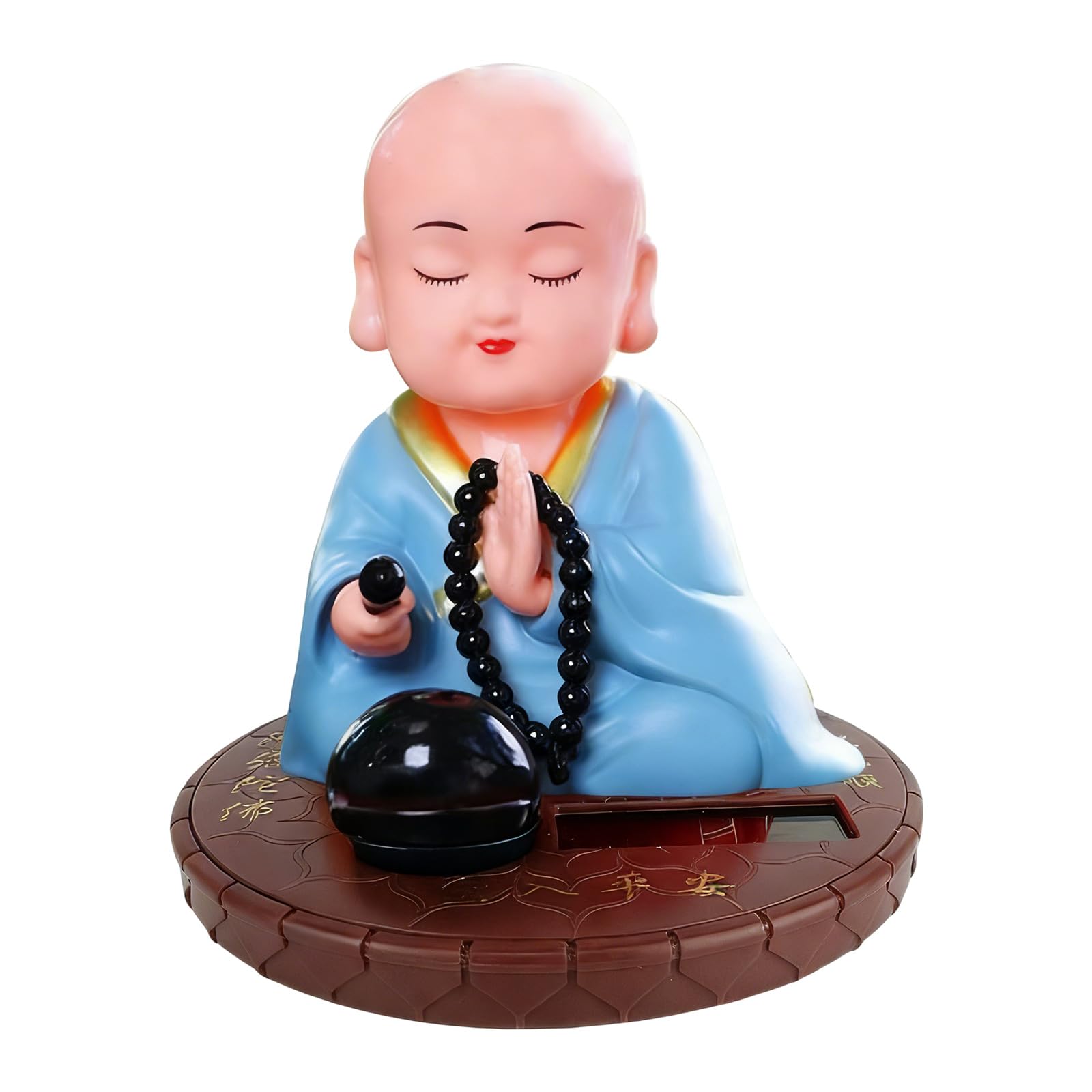 YROHGKPN Solar Energy Buddhist Monk Sculpture Dashboard Decoration Ceramic
