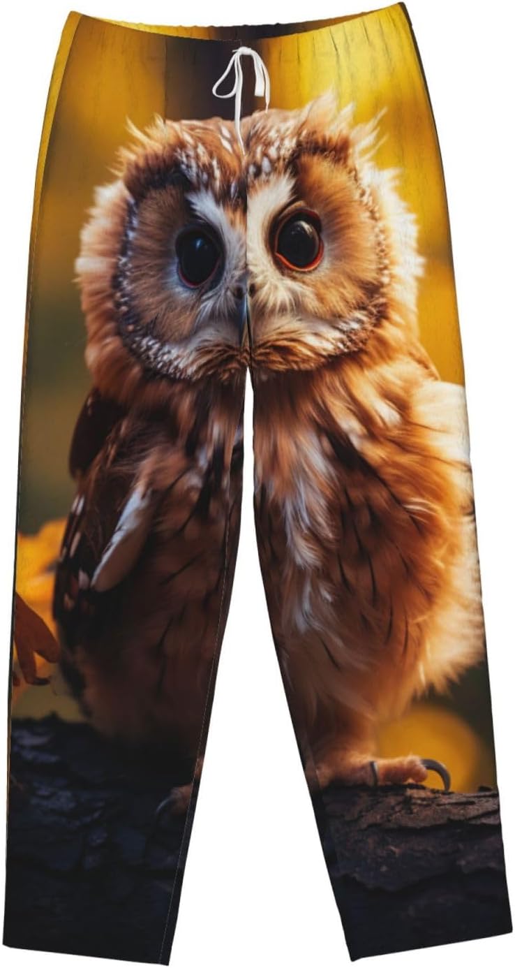 Cute Owl Print Fashion Cozy Womens Flannel Pajama Pants,Perfect For Christmas And Everyday Wear
