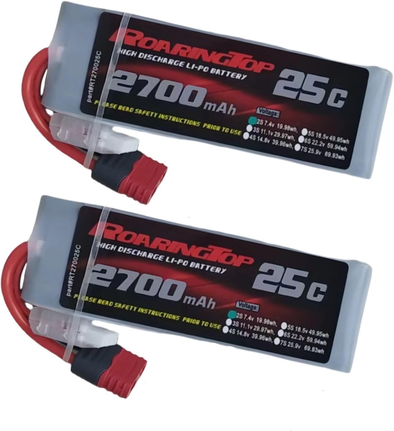 batteria li-ion 2s 2700mah per giocattoli rc regolabile