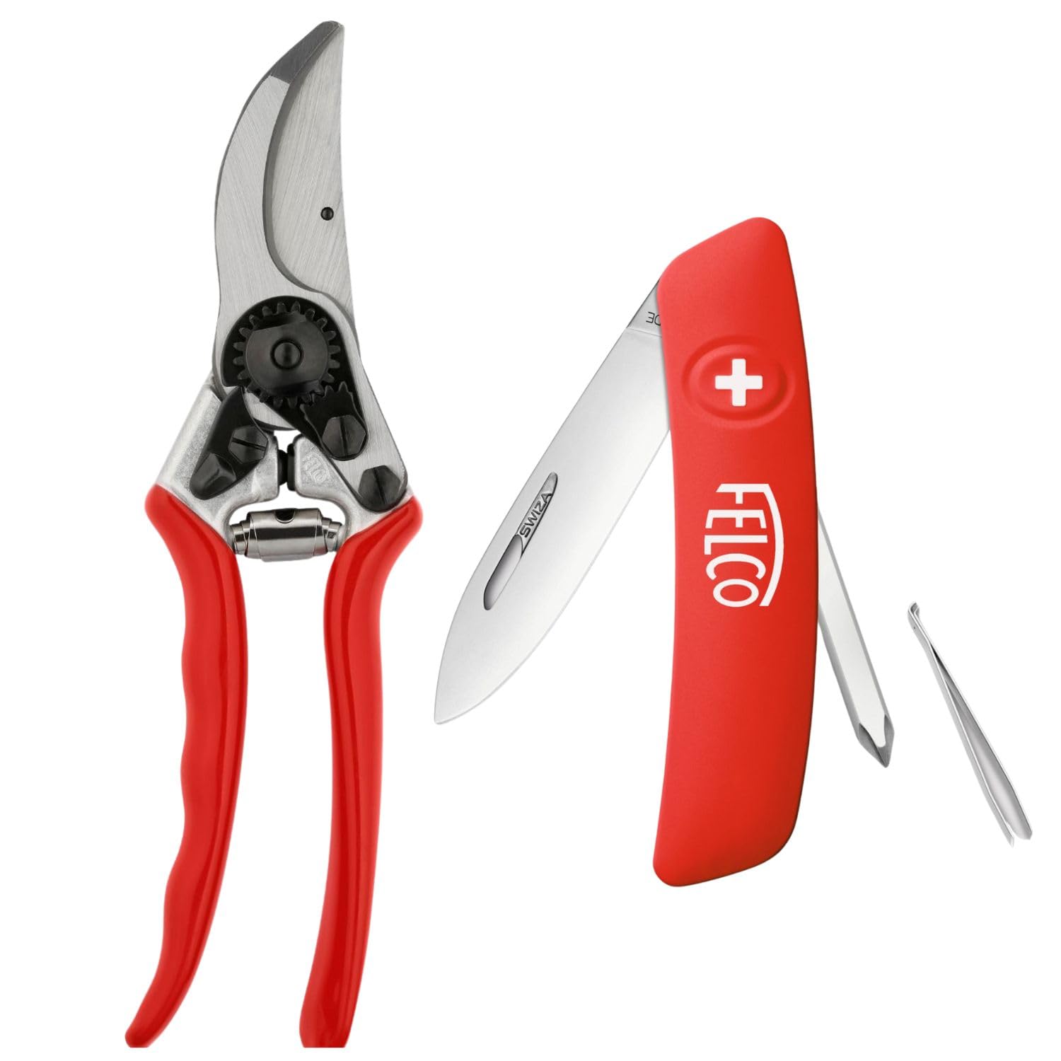 FELCO - Set Mit Gartenschere 11 und Multifunktions-Schweizer Messer 502, Unverzichtbare Werkzeuge für Garten und Alltag