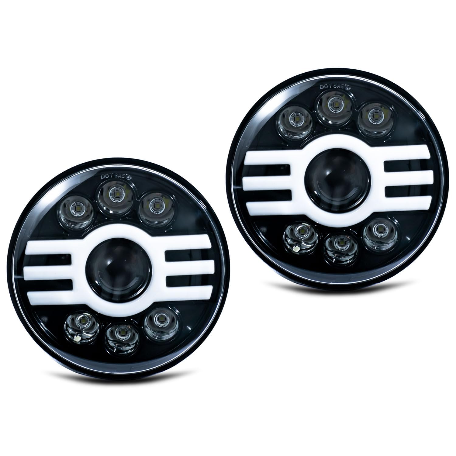 Photo 1 of MXSAG 2pcs 7" Round white & amber Headlights HI/LO Beam Compatible for Jeep Wrangler TJ/LJ/JK/CJ-8 scrambler/CJ-7