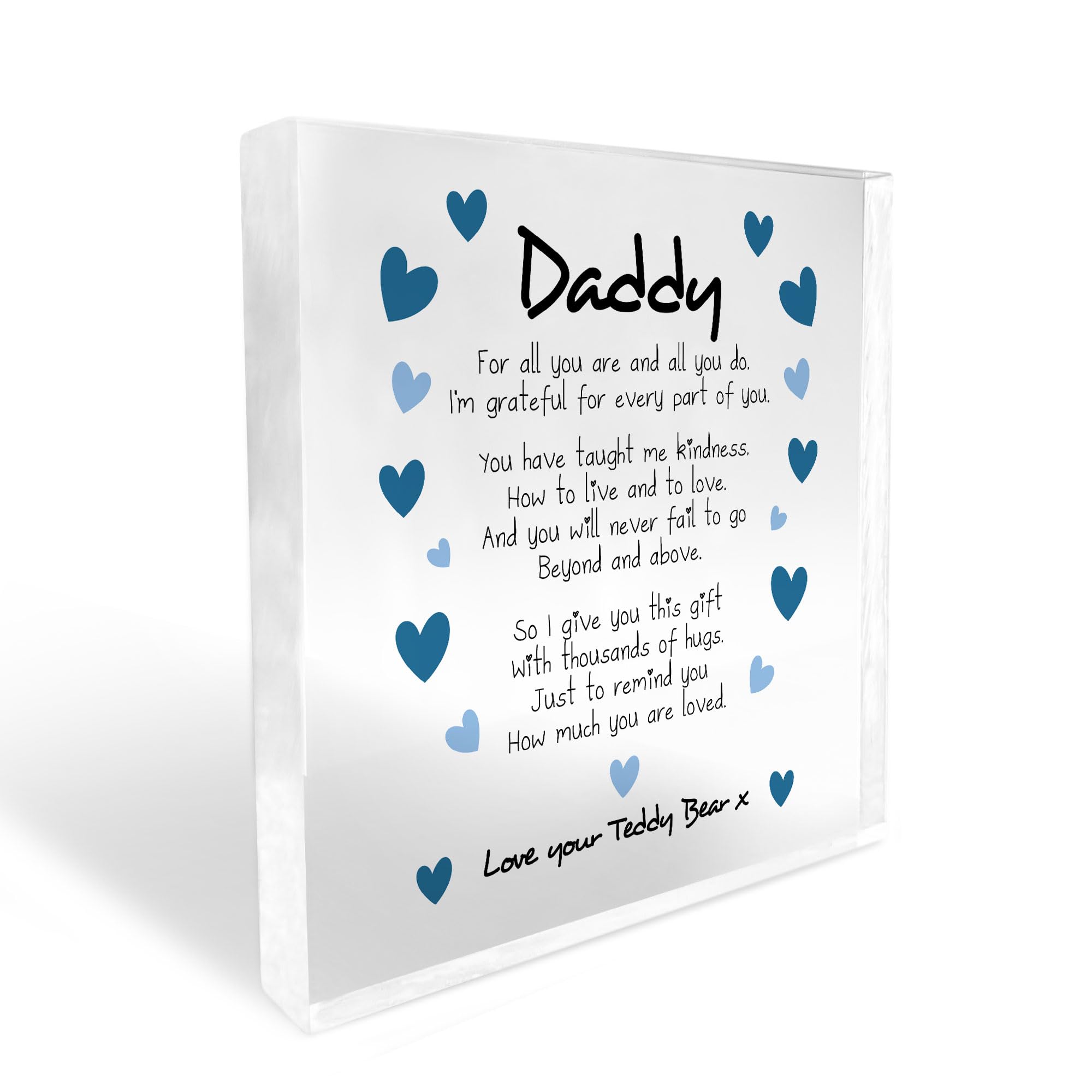 Red Ocean Personalised Fathers Day Birthday Gift For Dad Acrylic Block Plaque Present Timeless Keepsake Dad Poem Thank You Gift From Daughter Son Fathers Day Gift For Daddy