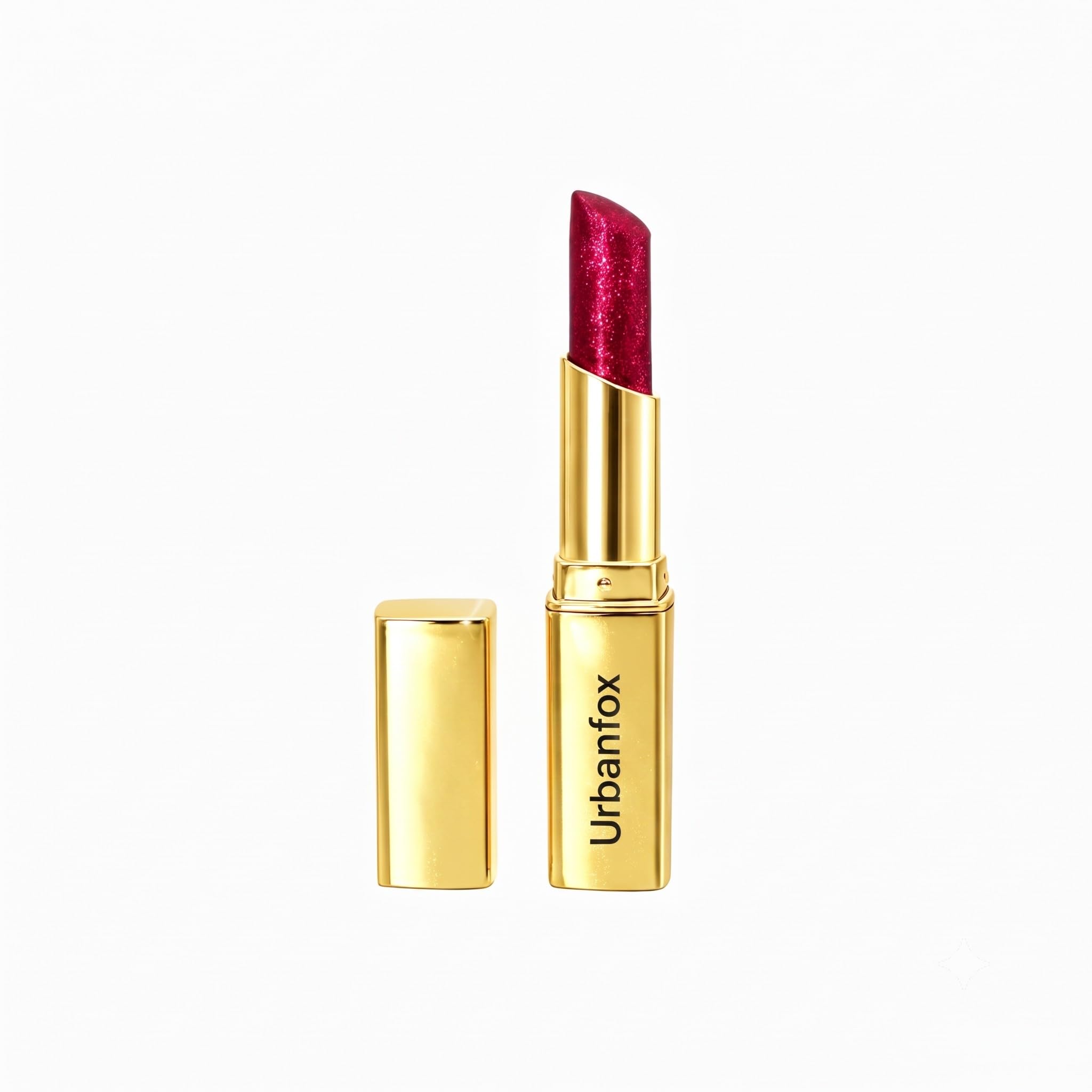 Urbanfox Luxury Shimmer Lipstick – High-Shine, Long-Lasting Glitter Finish Lip Color – Premium Elegant Gold Case (Deep Magenta Sparkle)-image-11