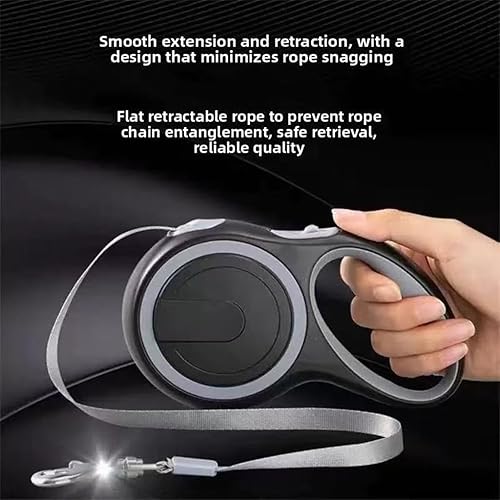 Miniatura 5 de Correa retráctil para perro de 26 pies – Correa reflectante de nailon resistente para mascotas, freno de una mano sin enredos, impermeable,