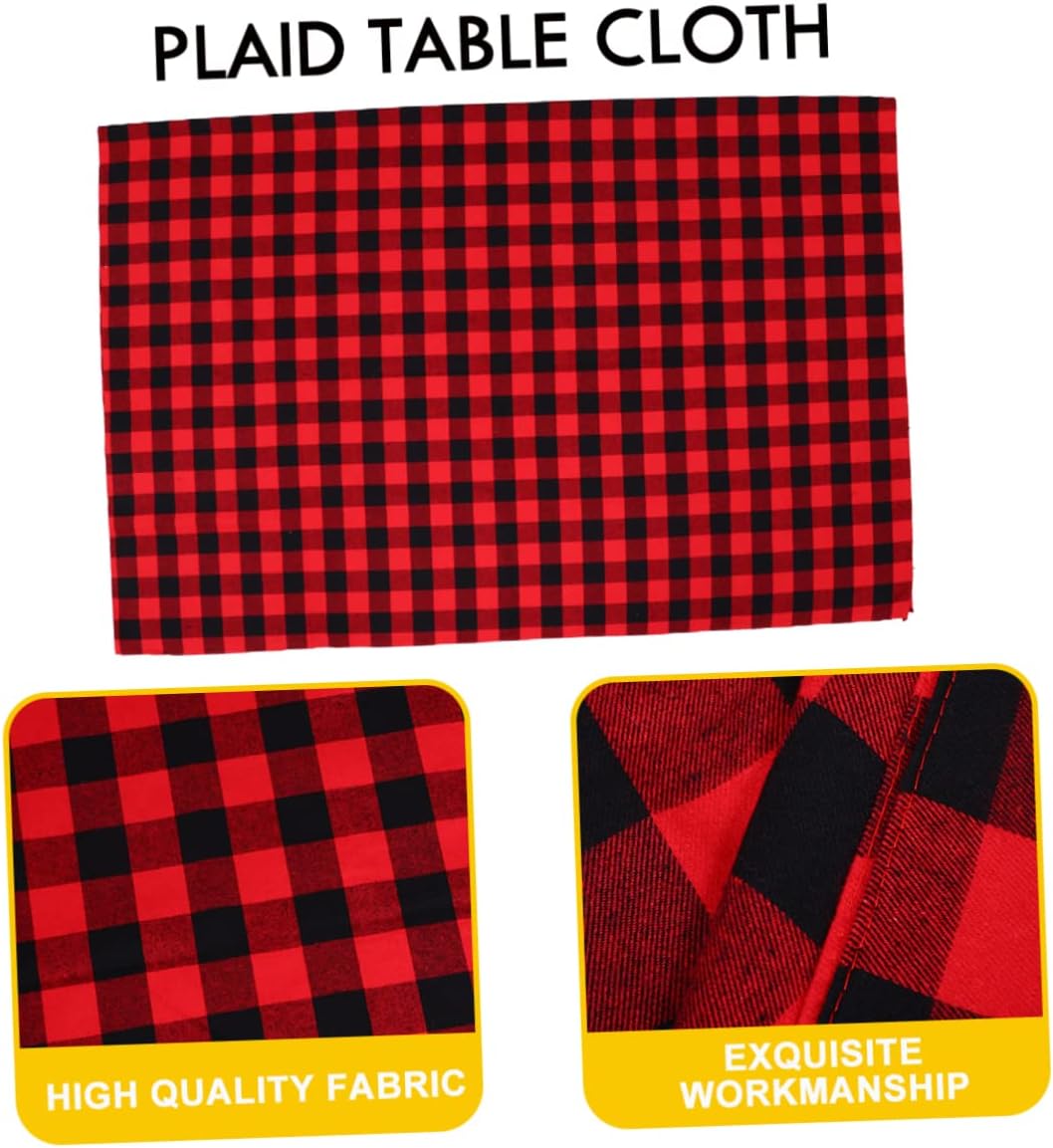 1pc Christmas Plaid Table Cover Black Red Checkered Tablecloth for Dining Room Buffet Picnic Home Decor Non Fading for Holiday Gatherings