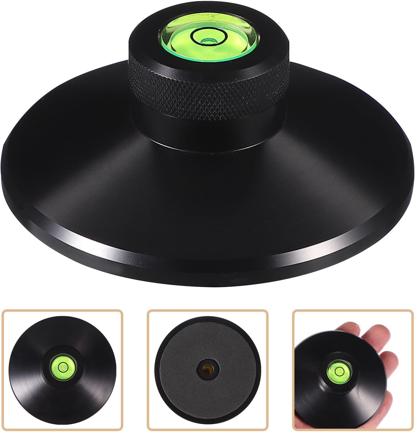 Record Player Aviation Aluminum Alloy Weight Clamp Black Disc Stabilizer | Reduce Vibration and Resonance, for Vinyl Record Player and Phonograph, Balanced Metal Holder with Record Clamp