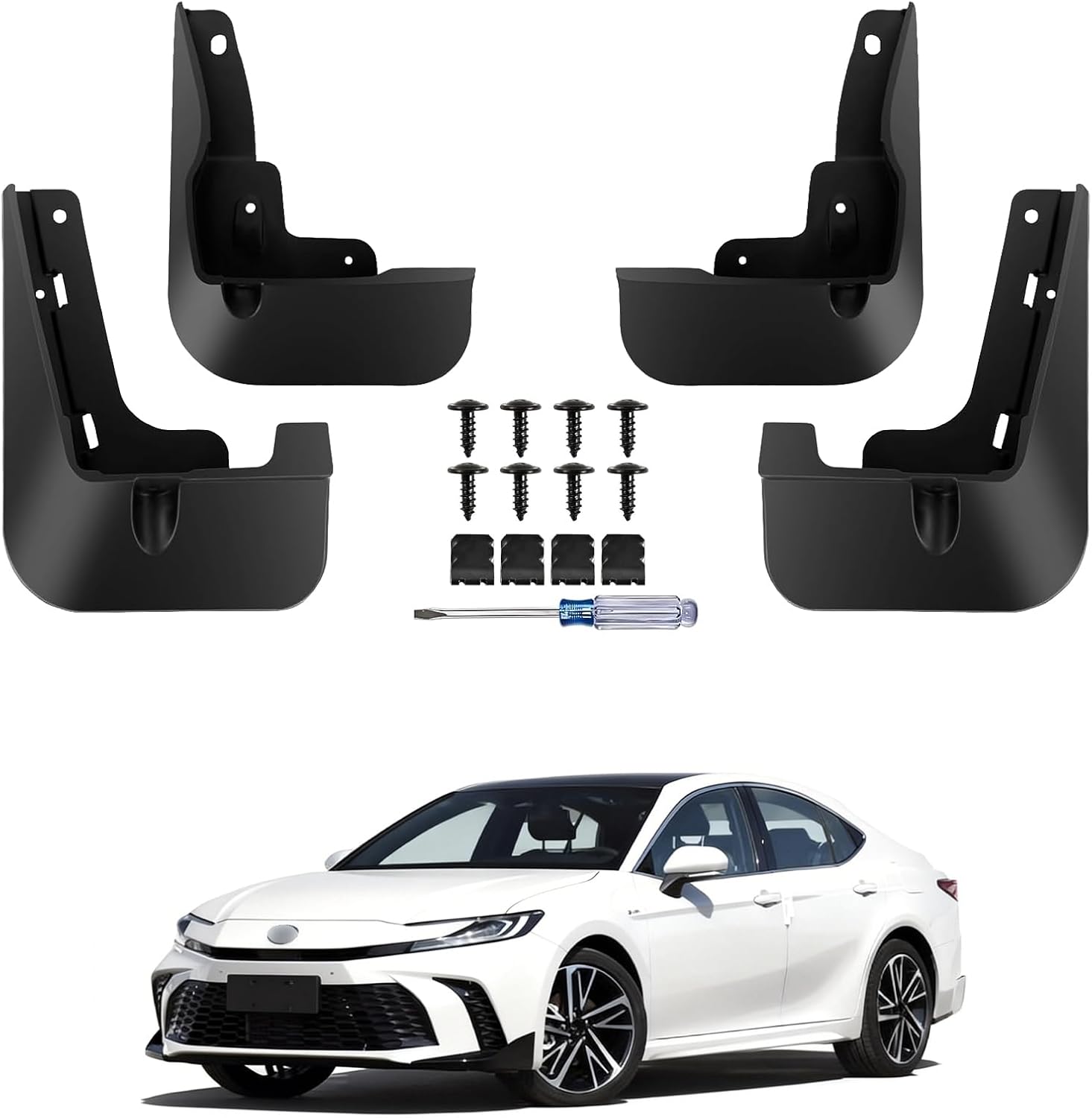 No Drill Mud Flaps for 2025-2026 Toyota Camry, Heavy Duty Front & Rear All Weather Splash Guards Set for SE/XSE Sport Hybrid XV80 9th Gen Models, OEM-Style Black Mud Guards, Not Fit LE/XLE