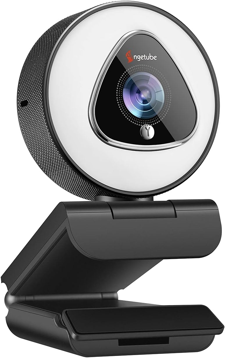 Angetube Webcam with Ring Light for Streaming - 1080P HD Web Camera with Microphone Auto Focus Computer | Laptop | Desktop USB Camera for Xbox PC Gaming Stream & Zoom Meeting & Video Calling & Twitch