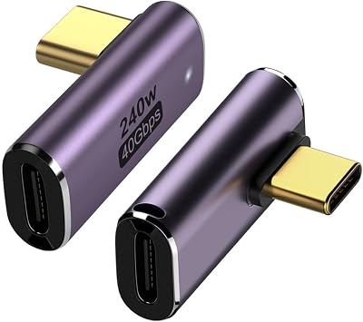 2 pcs USB C Adapter 240W,Type-C Male to Female Adapter 40Gbps, 90 Degree USB C Adapter PD Male to Female Extender with 8K Video Center Bend Male to Female
