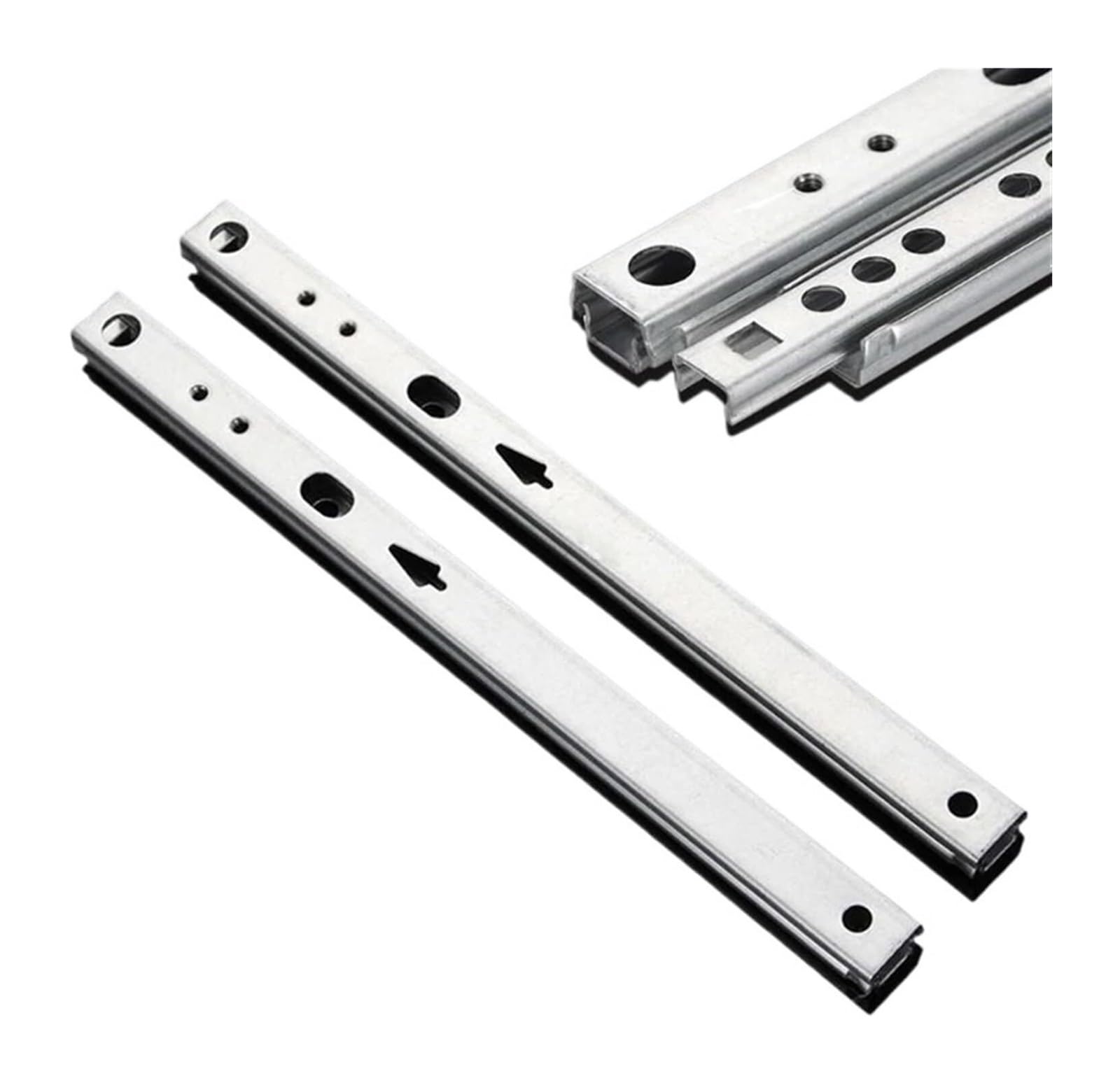 Cyjaznhh One Color Drawer Runners, 2Pc 2 Sections 17Mmx182-406Mm Steel Ball Bearing Rail For Kitchen(342Mm)