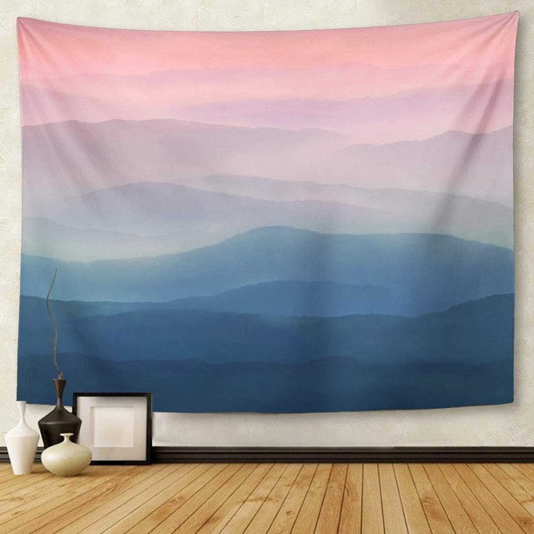 TOMPOP Tapestry Gray Hazy Pastel Sky in Watercolor Blue Pink High Resolution Landscape Scene Home Decor Wall Hanging for Living Room Bedroom Dorm 50x60 Inches