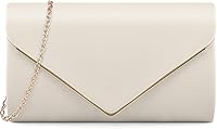 TINDTOP Women's PU Leather Clutch Purse Evening Bag - Formal Wedding Party Prom Handbag with Detachable Chain (Black, Silver, More)