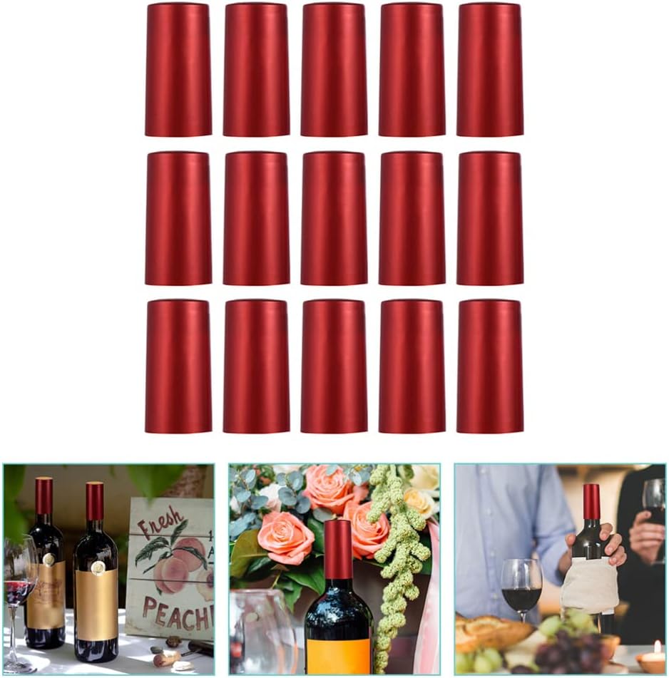Zerodeko Wine Bottle Tops Wine Bottle Stopper Pieces Wine PVC Heat Shrink, Wine Bottle Shrink Caps,Wine Shrink Wrap for Wine Cellars and Home Use (Red) Cork Sealer Shrink Bottle Sleeves