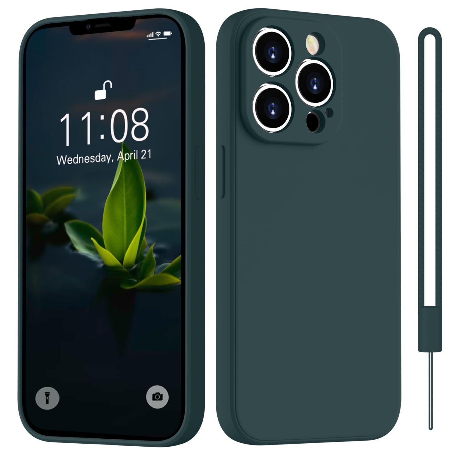 HGH für iPhone 13 Pro Hülle Silikon mit Lanyard, Handyhülle für iPhone 13 Pro Dünn Rundumschutz mit Microfiber-Innenfutter Kratzfest Schutzhülle Case 6.1