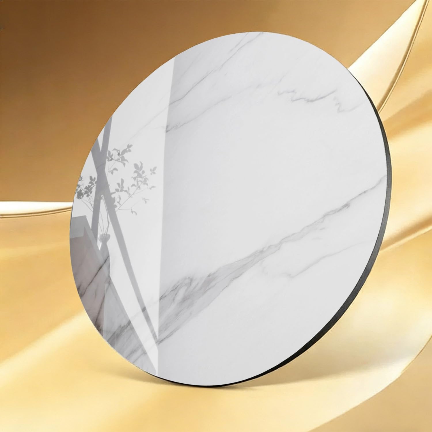 Tocadiscos grande de mármol Lazy Susan de 32 pulgadas, bandeja giratoria de 360° para centro de cocina, mesa redonda resistente, color blanco brillante (80 cm)