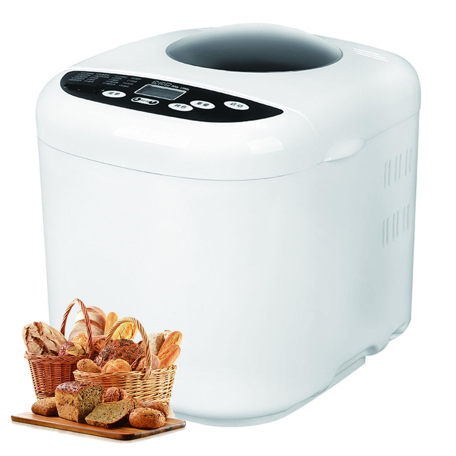 Máquina de pan 19 en 1, máquina para hornear tostadas para pasteles con sartén antiadherente, panel táctil LCD, 3 colores de pan, operación con un solo clic, extensión de nueces totalmente automática