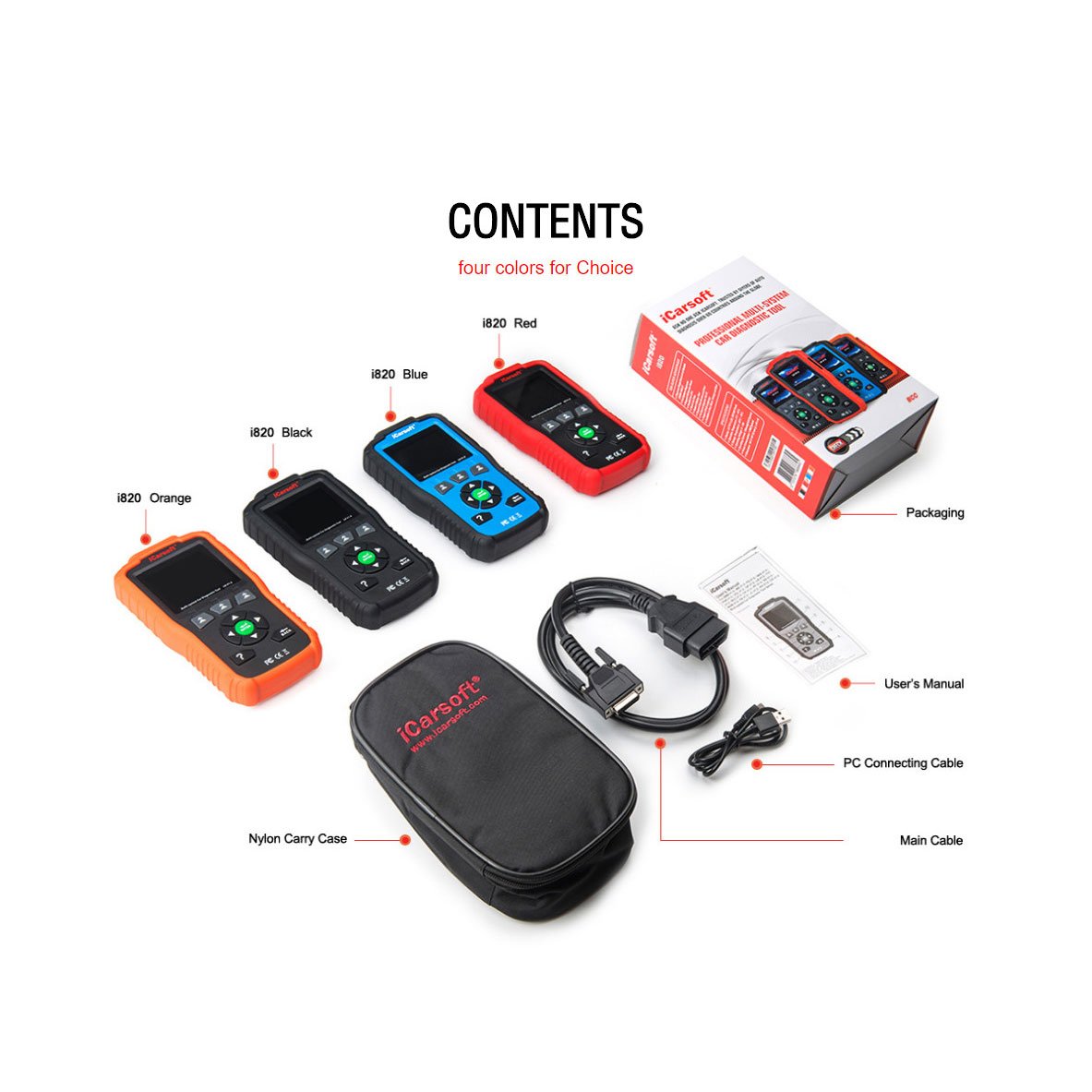 OBDII/EOBD & können motorkontrollleuchte Auto Diagnostic Tool I820 – iCarsoft